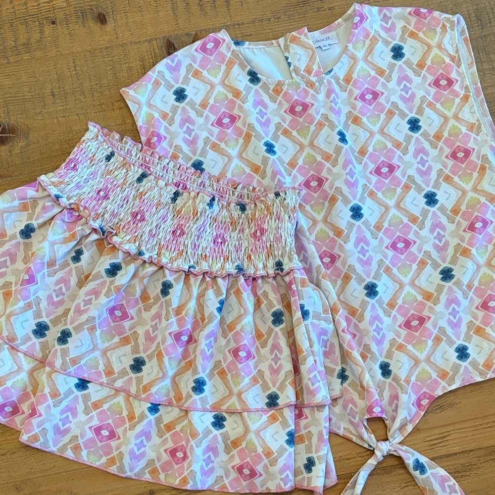 Pleat Matching Set - Pink and Yellow Pattern